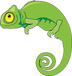 a green chameleon drawing